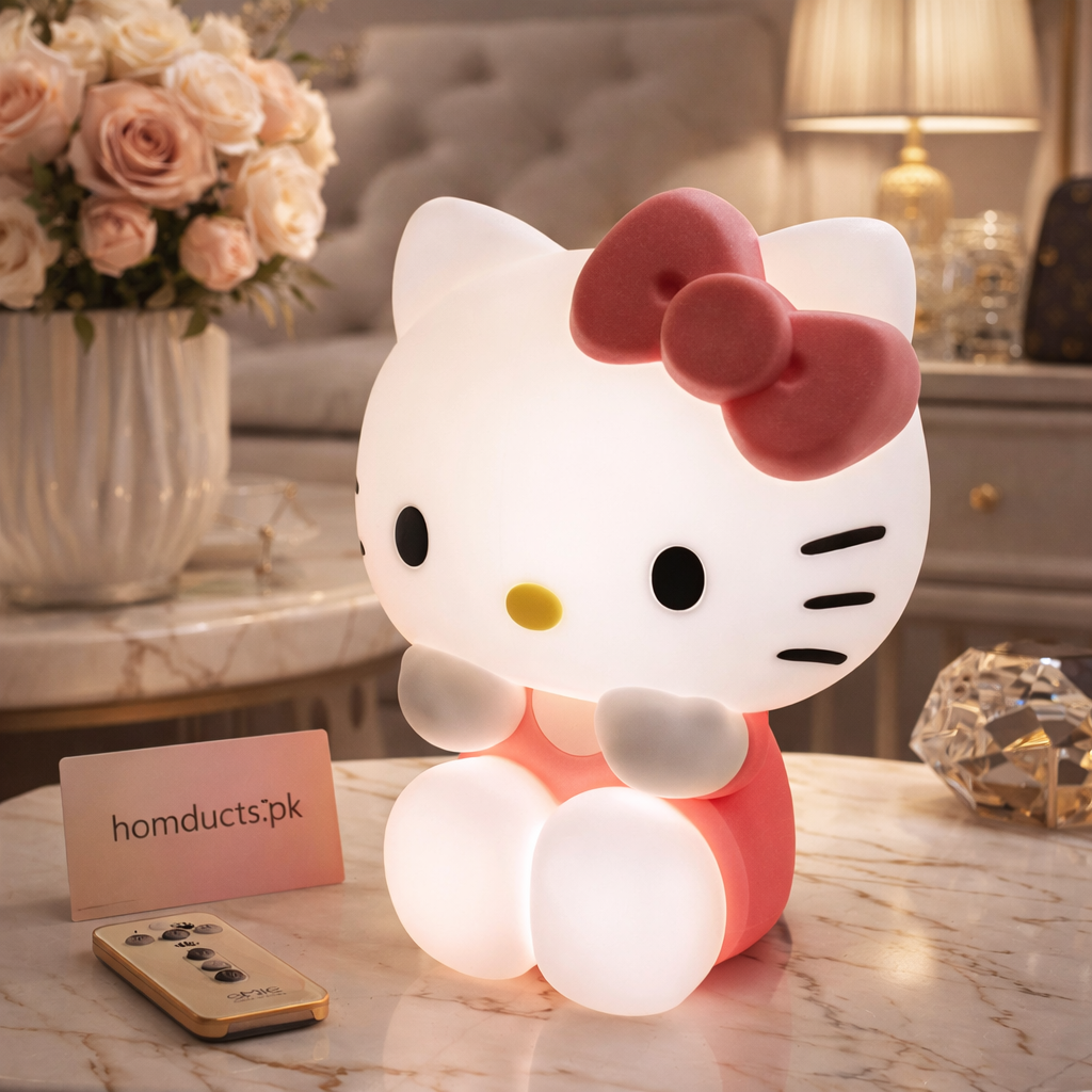 Kawaii Hello Kitty Silicone Night Light – Soft Warm Glow, Touch Control, USB Rechargeable (High Quality)