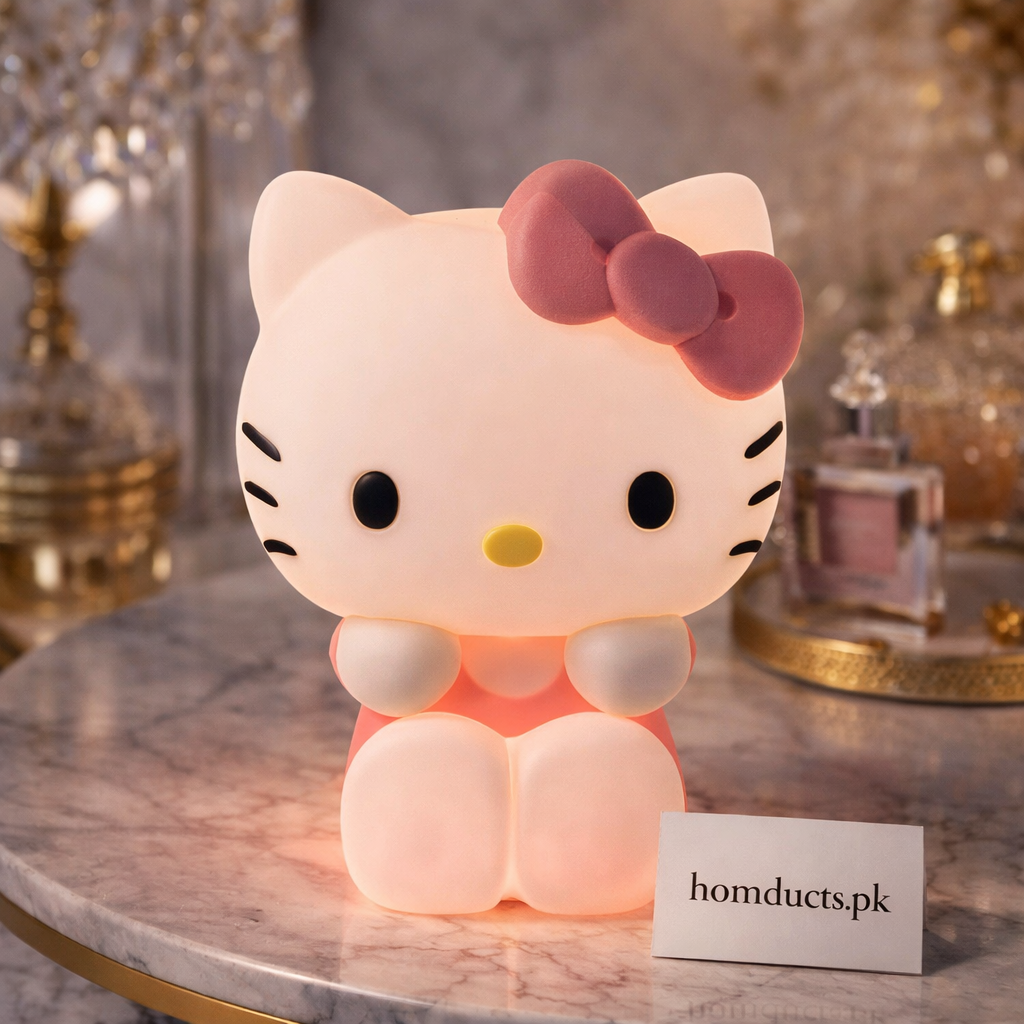 Kawaii Hello Kitty Silicone Night Light – Soft Warm Glow, Touch Control, USB Rechargeable (High Quality)