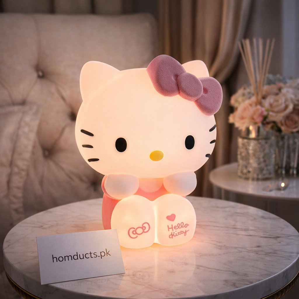 Kawaii Hello Kitty Silicone Night Light – Soft Warm Glow, Touch Control, USB Rechargeable (High Quality)