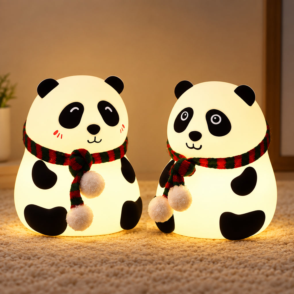 Cute Silicone Panda Lamp With Muffler - Night Light Lamp